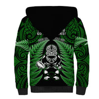 New Zealand Aotearoa Rugby Sherpa Hoodie NZ Tiki With Maori Fern World Cup Green Version - Wonder Print Shop