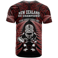 New Zealand Aotearoa Rugby T Shirt NZ Tiki With Maori Fern World Cup Red Version - Wonder Print Shop