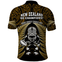 New Zealand Aotearoa Rugby Polo Shirt NZ Tiki With Maori Fern World Cup Gold Version - Wonder Print Shop