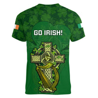 Ireland Rugby Women V Neck T Shirt 2023 Word Cup Celtic Cross Go Champions Irish - Wonder Print Shop