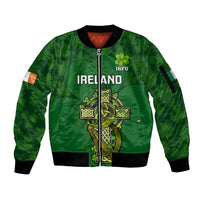 Custom Ireland Rugby Sleeve Zip Bomber Jacket 2023 Word Cup Celtic Cross Go Champions Irish - Wonder Print Shop