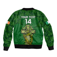 Custom Ireland Rugby Sleeve Zip Bomber Jacket 2023 Word Cup Celtic Cross Go Champions Irish - Wonder Print Shop