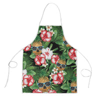 Pineapple Skull Aloha Hawaii Apron Summer Vibes Tropical Seamless Pattern - Wonder Print Shop