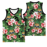 Pineapple Skull Aloha Hawaii Basketball Jersey Summer Vibes Tropical Seamless Pattern - Wonder Print Shop