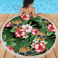 Pineapple Skull Aloha Hawaii Beach Blanket Summer Vibes Tropical Seamless Pattern - Wonder Print Shop