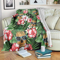 Pineapple Skull Aloha Hawaii Blanket Summer Vibes Tropical Seamless Pattern - Wonder Print Shop