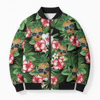 Pineapple Skull Aloha Hawaii Bomber Puffer Jacket Summer Vibes Tropical Seamless Pattern - Wonder Print Shop