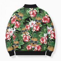 Pineapple Skull Aloha Hawaii Bomber Puffer Jacket Summer Vibes Tropical Seamless Pattern - Wonder Print Shop