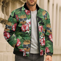Pineapple Skull Aloha Hawaii Bomber Puffer Jacket Summer Vibes Tropical Seamless Pattern - Wonder Print Shop