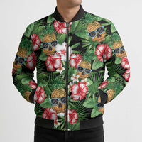 Pineapple Skull Aloha Hawaii Bomber Puffer Jacket Summer Vibes Tropical Seamless Pattern - Wonder Print Shop