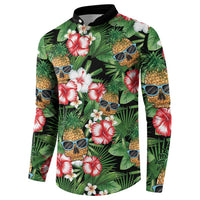 Pineapple Skull Aloha Hawaii Button Sweatshirt Summer Vibes Tropical Seamless Pattern - Wonder Print Shop