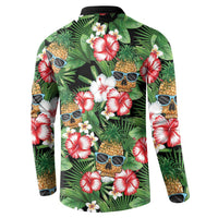 Pineapple Skull Aloha Hawaii Button Sweatshirt Summer Vibes Tropical Seamless Pattern - Wonder Print Shop