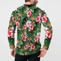 Pineapple Skull Aloha Hawaii Button Sweatshirt Summer Vibes Tropical Seamless Pattern - Wonder Print Shop