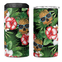 Pineapple Skull Aloha Hawaii 4 in 1 Can Cooler Tumbler Summer Vibes Tropical Seamless Pattern - Wonder Print Shop