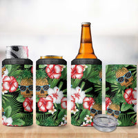 Pineapple Skull Aloha Hawaii 4 in 1 Can Cooler Tumbler Summer Vibes Tropical Seamless Pattern - Wonder Print Shop