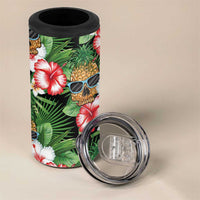 Pineapple Skull Aloha Hawaii 4 in 1 Can Cooler Tumbler Summer Vibes Tropical Seamless Pattern - Wonder Print Shop