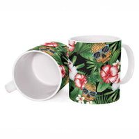 Pineapple Skull Aloha Hawaii Ceramic Mug Summer Vibes Tropical Seamless Pattern - Wonder Print Shop