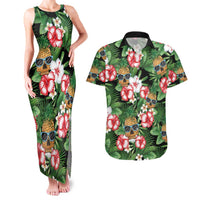 Pineapple Skull Aloha Hawaii Couples Matching Tank Maxi Dress and Hawaiian Shirt Summer Vibes Tropical Seamless Pattern - Wonder Print Shop