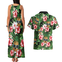 Pineapple Skull Aloha Hawaii Couples Matching Tank Maxi Dress and Hawaiian Shirt Summer Vibes Tropical Seamless Pattern - Wonder Print Shop