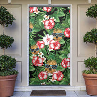 Pineapple Skull Aloha Hawaii Door Cover Summer Vibes Tropical Seamless Pattern - Wonder Print Shop