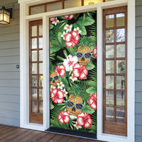 Pineapple Skull Aloha Hawaii Door Cover Summer Vibes Tropical Seamless Pattern - Wonder Print Shop