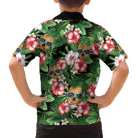 Pineapple Skull Aloha Hawaii Family Matching Off The Shoulder Long Sleeve Dress and Hawaiian Shirt Summer Vibes Tropical Seamless Pattern - Wonder Print Shop