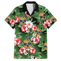 Pineapple Skull Aloha Hawaii Family Matching Off The Shoulder Long Sleeve Dress and Hawaiian Shirt Summer Vibes Tropical Seamless Pattern - Wonder Print Shop