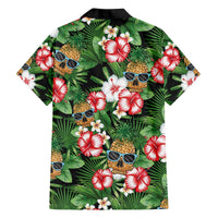 Pineapple Skull Aloha Hawaii Family Matching Off The Shoulder Long Sleeve Dress and Hawaiian Shirt Summer Vibes Tropical Seamless Pattern - Wonder Print Shop