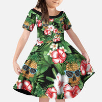 Pineapple Skull Aloha Hawaii Family Matching Puletasi and Hawaiian Shirt Summer Vibes Tropical Seamless Pattern - Wonder Print Shop