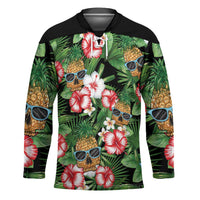Pineapple Skull Aloha Hawaii Hockey Jersey Summer Vibes Tropical Seamless Pattern - Wonder Print Shop