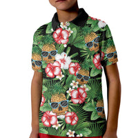 Pineapple Skull Aloha Hawaii Kid Polo Shirt Summer Vibes Tropical Seamless Pattern - Wonder Print Shop