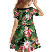 Pineapple Skull Aloha Hawaii Kid Short Sleeve Dress Summer Vibes Tropical Seamless Pattern - Wonder Print Shop