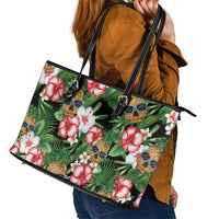 Pineapple Skull Aloha Hawaii Leather Tote Bag Summer Vibes Tropical Seamless Pattern - Wonder Print Shop