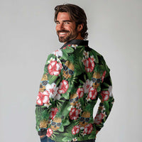 Pineapple Skull Aloha Hawaii Long Sleeve Polo Shirt Summer Vibes Tropical Seamless Pattern - Wonder Print Shop