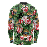 Pineapple Skull Aloha Hawaii Long Sleeve Shirt Summer Vibes Tropical Seamless Pattern - Wonder Print Shop