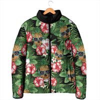 Pineapple Skull Aloha Hawaii Padded Jacket Summer Vibes Tropical Seamless Pattern - Wonder Print Shop