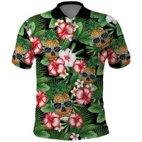 Pineapple Skull Aloha Hawaii Polo Shirt Summer Vibes Tropical Seamless Pattern - Wonder Print Shop