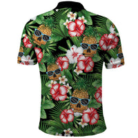 Pineapple Skull Aloha Hawaii Polo Shirt Summer Vibes Tropical Seamless Pattern - Wonder Print Shop