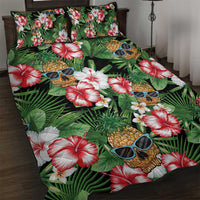 Pineapple Skull Aloha Hawaii Quilt Bed Set Summer Vibes Tropical Seamless Pattern - Wonder Print Shop