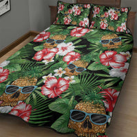 Pineapple Skull Aloha Hawaii Quilt Bed Set Summer Vibes Tropical Seamless Pattern - Wonder Print Shop