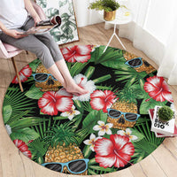 Pineapple Skull Aloha Hawaii Round Carpet Summer Vibes Tropical Seamless Pattern - Wonder Print Shop