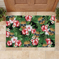 Pineapple Skull Aloha Hawaii Rubber Doormat Summer Vibes Tropical Seamless Pattern - Wonder Print Shop