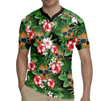 Pineapple Skull Aloha Hawaii Rugby Jersey Summer Vibes Tropical Seamless Pattern - Wonder Print Shop
