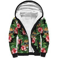 Pineapple Skull Aloha Hawaii Sherpa Hoodie Summer Vibes Tropical Seamless Pattern - Wonder Print Shop