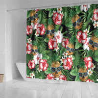 Pineapple Skull Aloha Hawaii Shower Curtain Summer Vibes Tropical Seamless Pattern - Wonder Print Shop