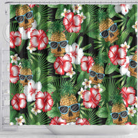 Pineapple Skull Aloha Hawaii Shower Curtain Summer Vibes Tropical Seamless Pattern - Wonder Print Shop