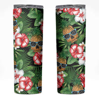 Pineapple Skull Aloha Hawaii Skinny Tumbler Summer Vibes Tropical Seamless Pattern - Wonder Print Shop