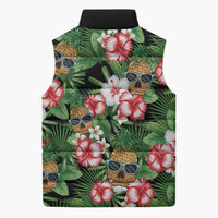 Pineapple Skull Aloha Hawaii Sleeveless Puffer Jacket Summer Vibes Tropical Seamless Pattern - Wonder Print Shop