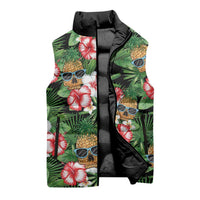 Pineapple Skull Aloha Hawaii Sleeveless Puffer Jacket Summer Vibes Tropical Seamless Pattern - Wonder Print Shop