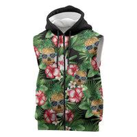 Pineapple Skull Aloha Hawaii Sleeveless Zip Hoodie Summer Vibes Tropical Seamless Pattern - Wonder Print Shop